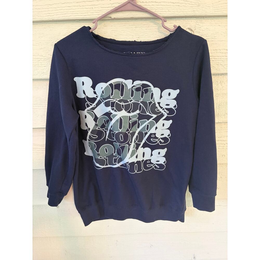 Rolling Stones Navy Graphic Sweatshirt Pullover Top Women's Size XS - Picture 2 of 5